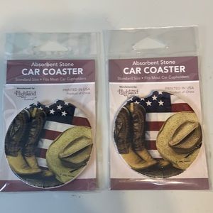 2 Highland home car coasters